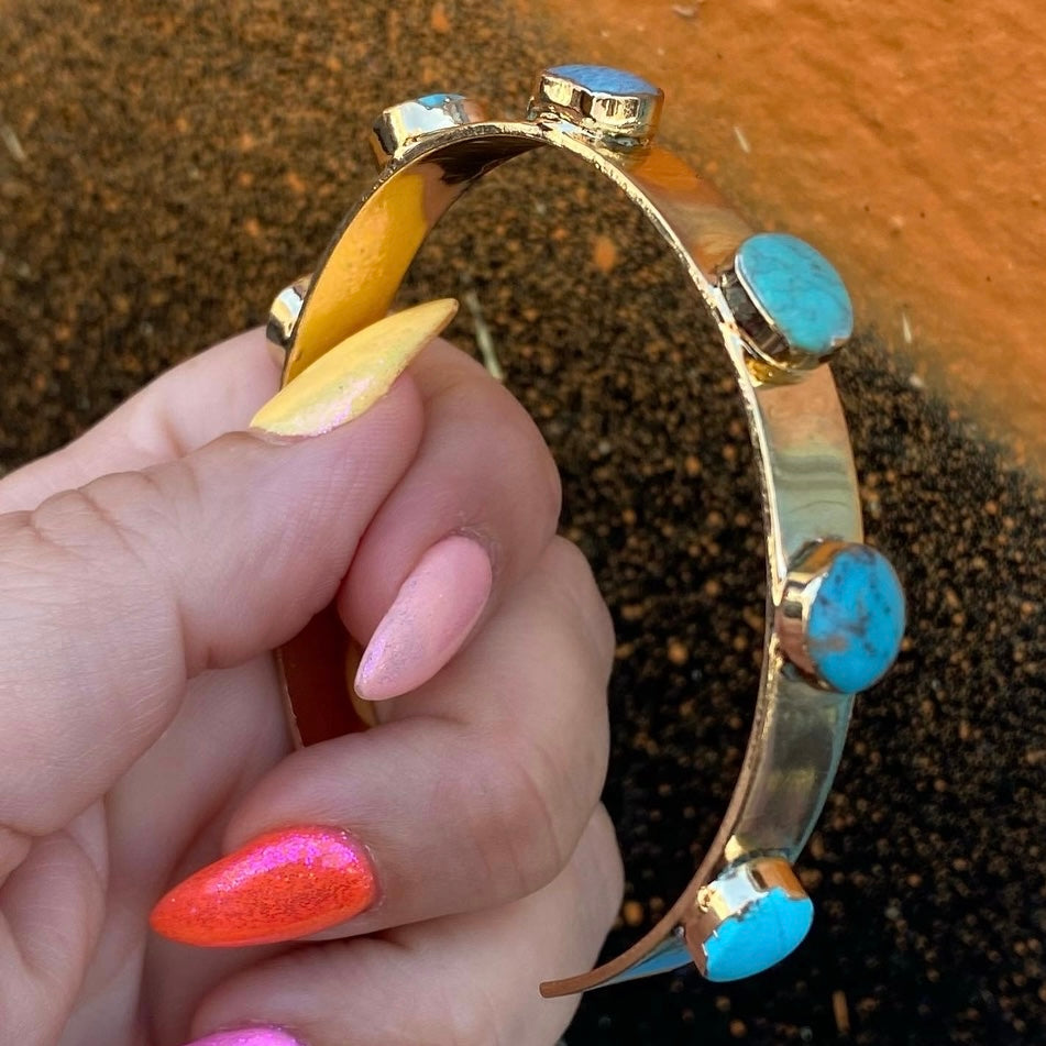 Turquoise 18k Gold Bangle