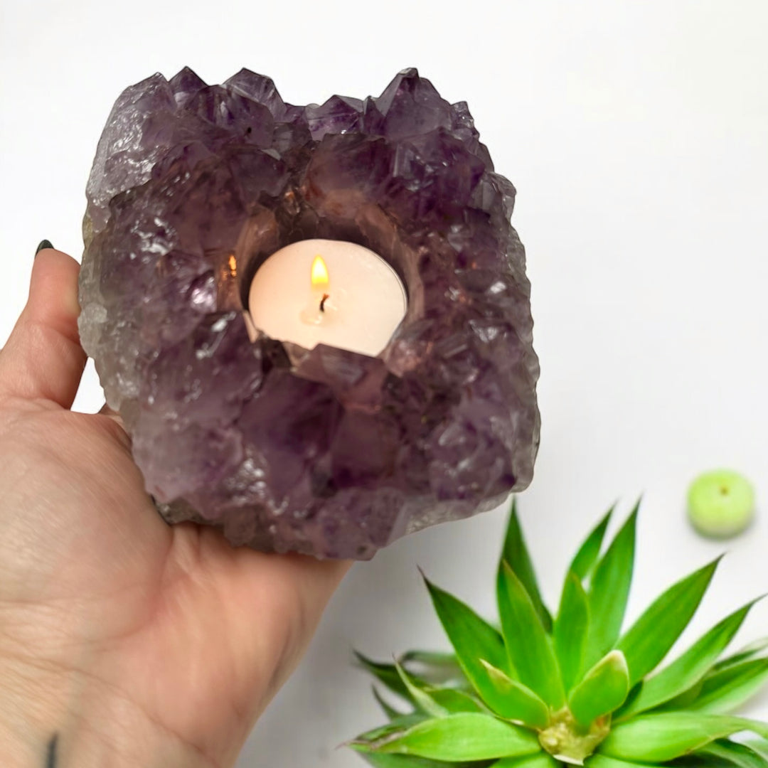 Amethyst Cluster Candle Holder"