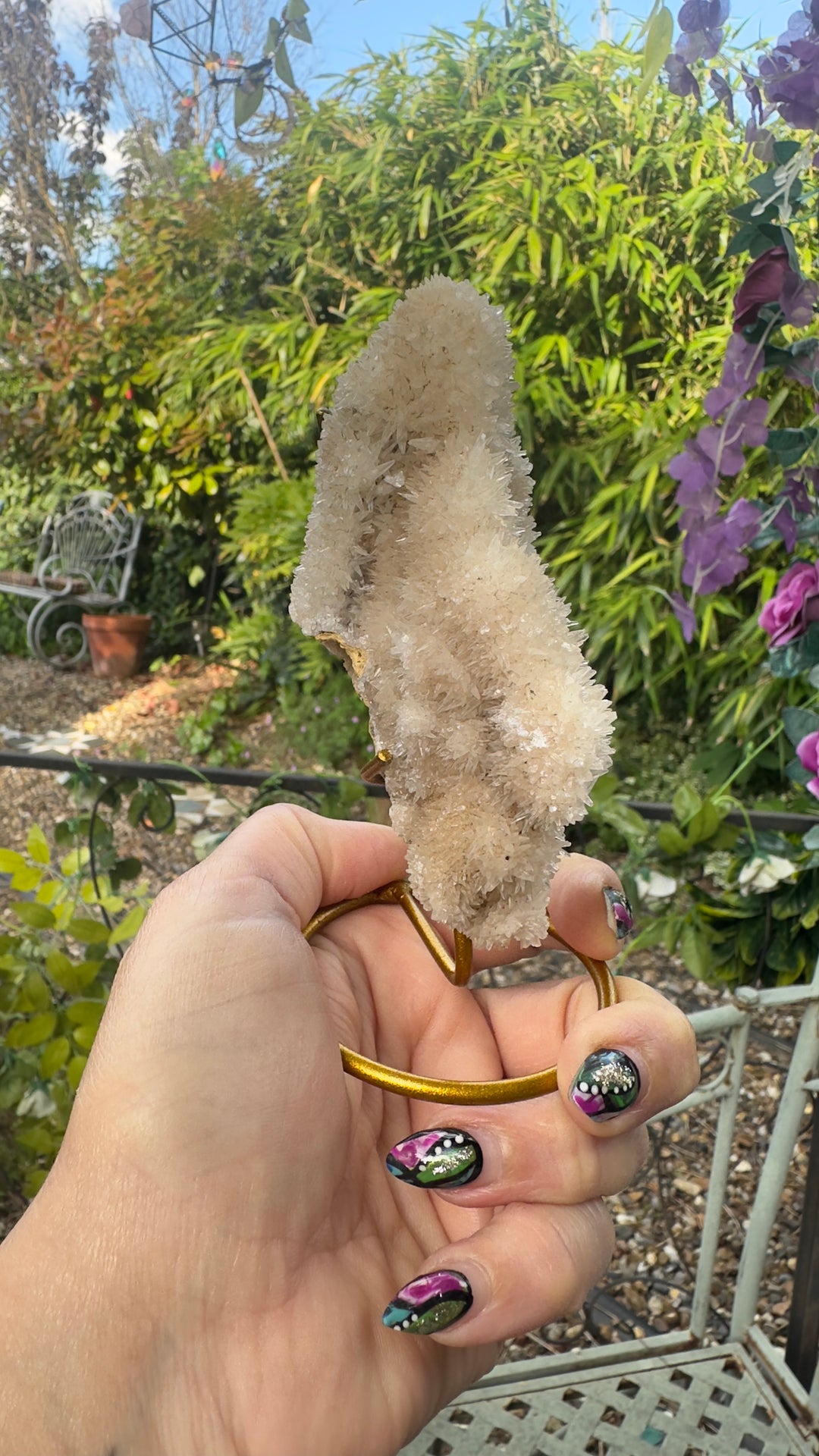 Dog shape Quartz Crystal Cluster on Stand