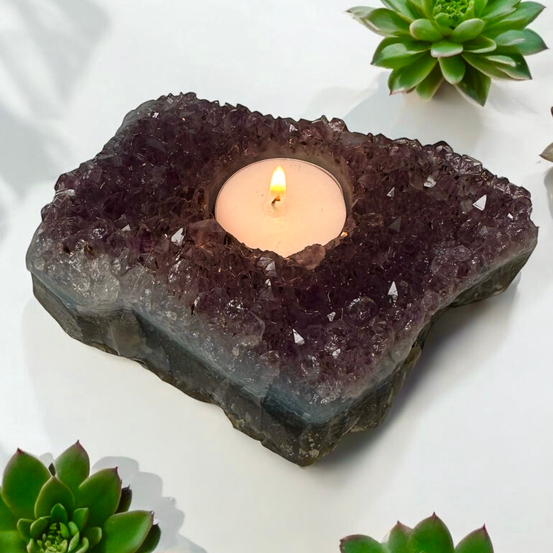 Amethyst Cluster Candle Holder"