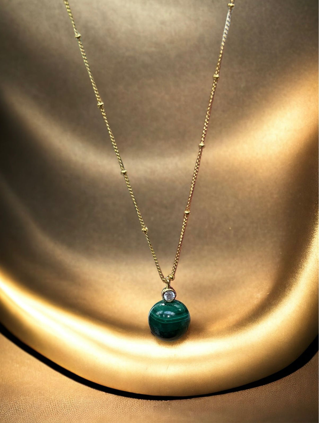 Malachite Sphere Pendant 
Necklace