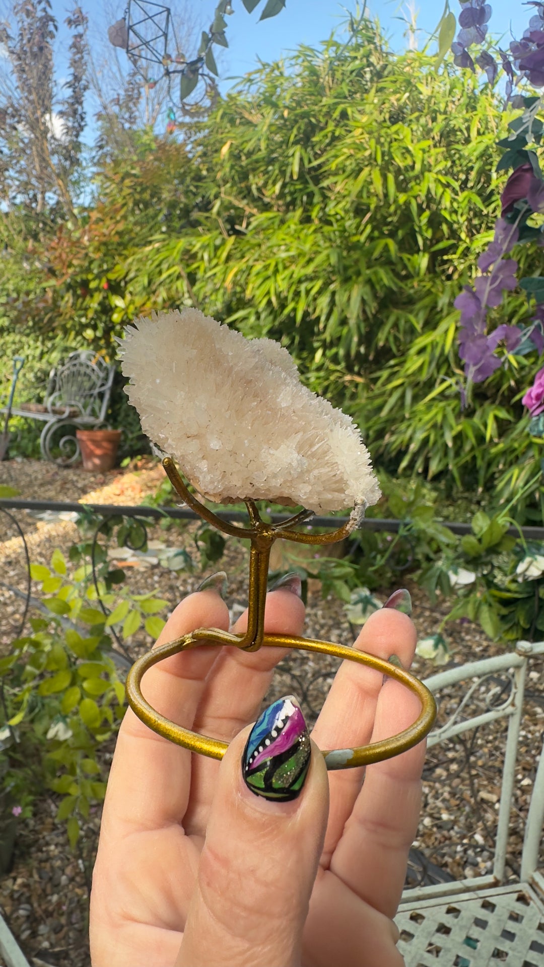 Clear Quartz Crystal Cluster on Stand