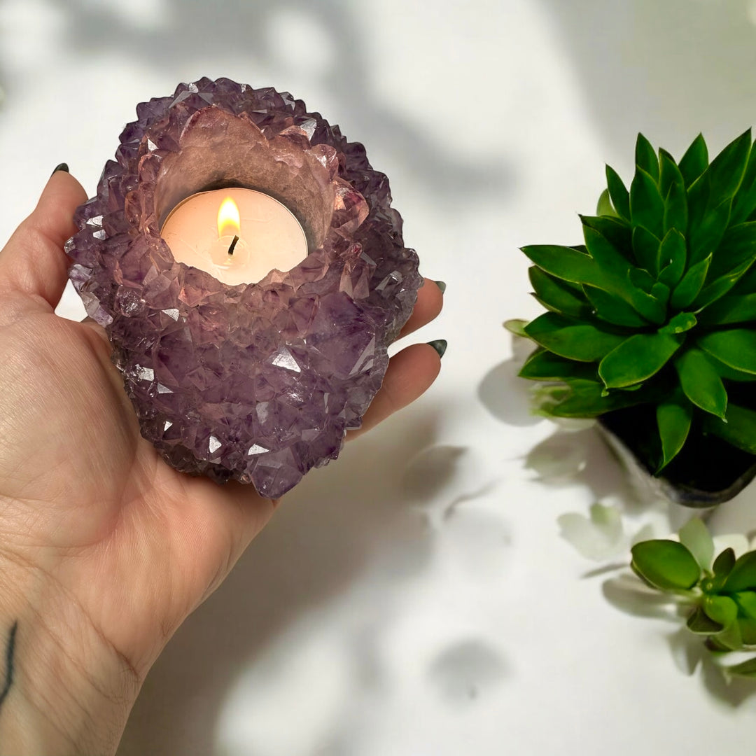 Amethyst Cluster Candle Holder"