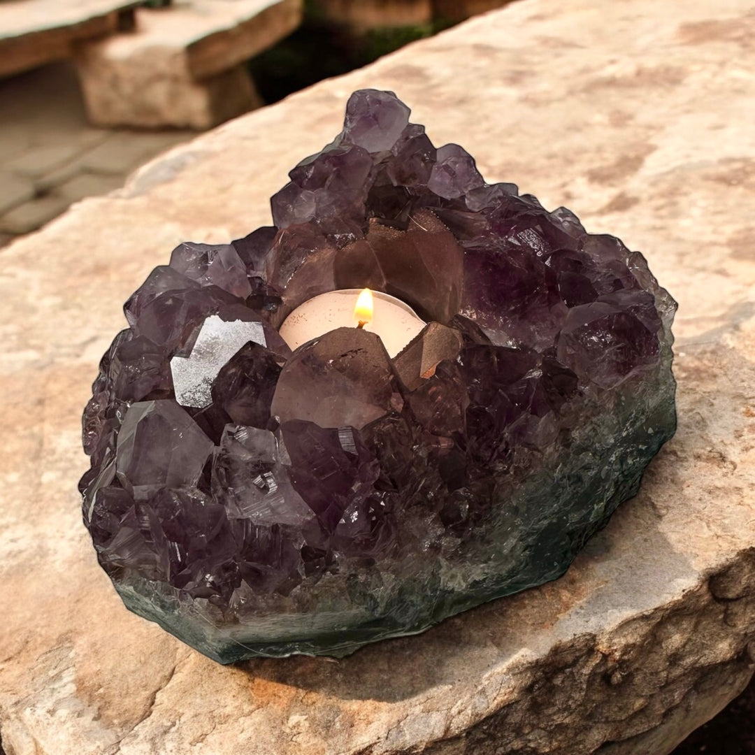 Amethyst Cluster Candle Holder"