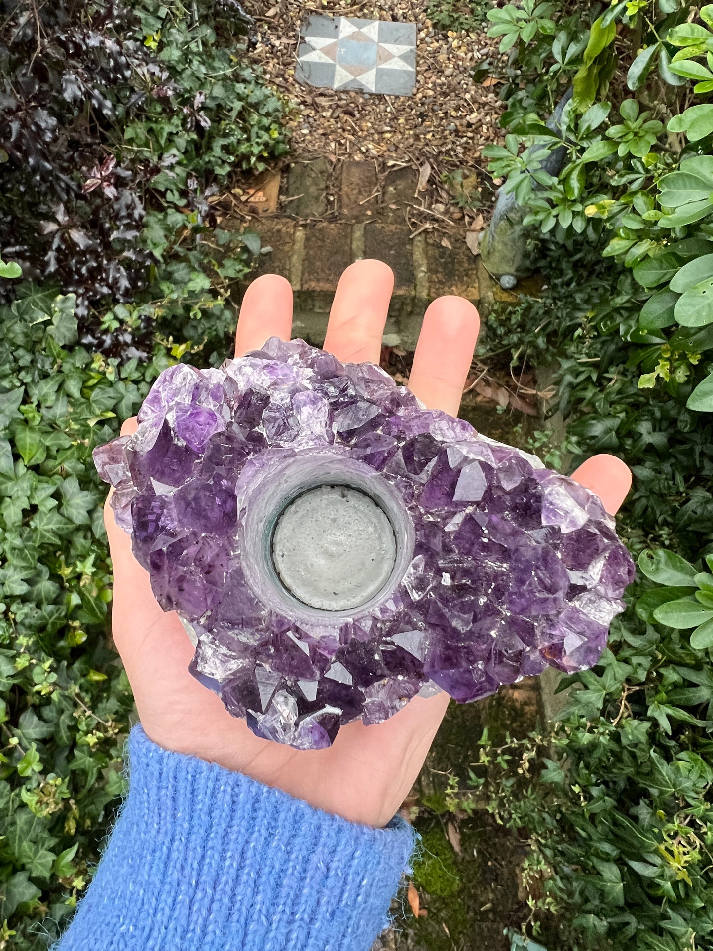 Amethyst Cluster Candle Holder"