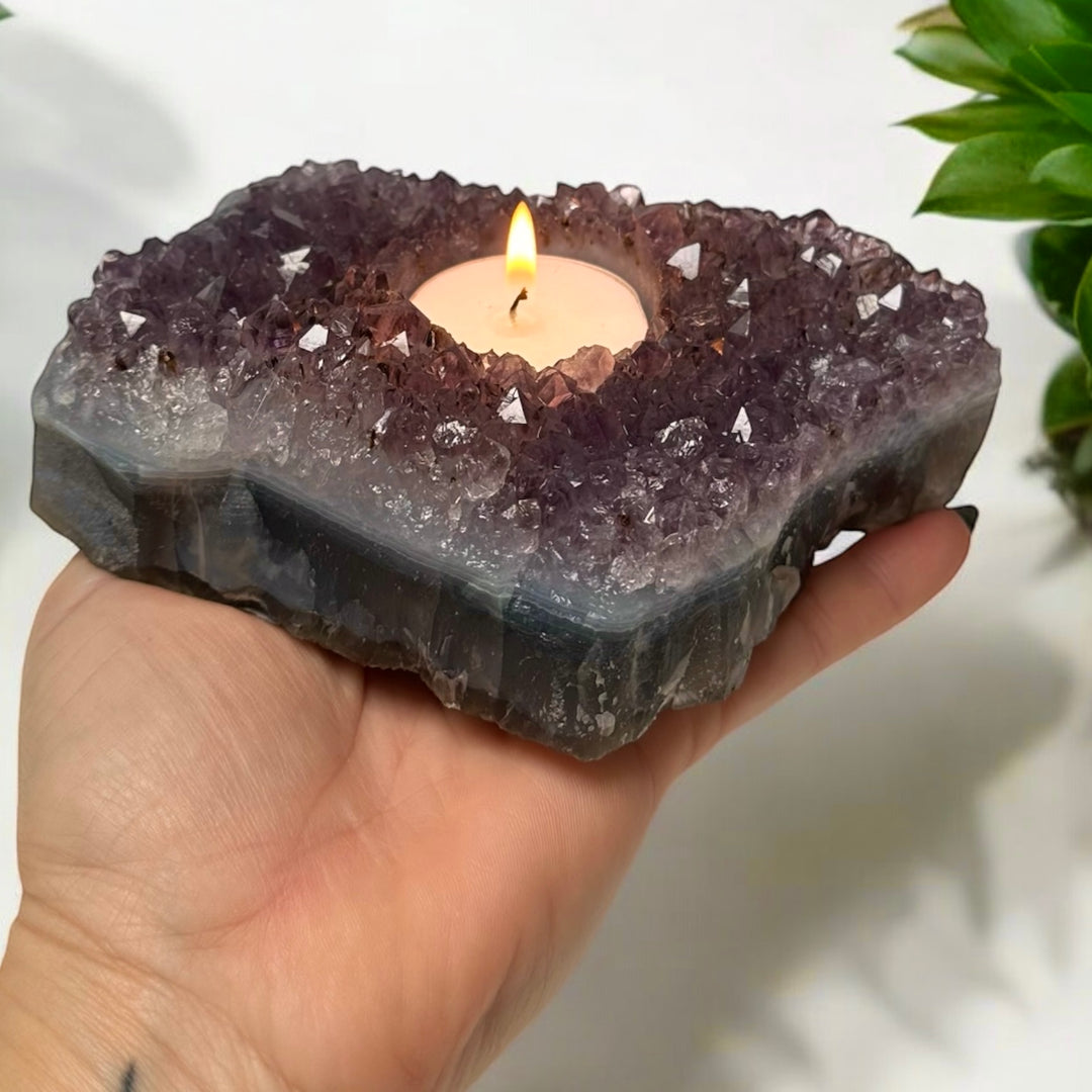 Amethyst Cluster Candle Holder"