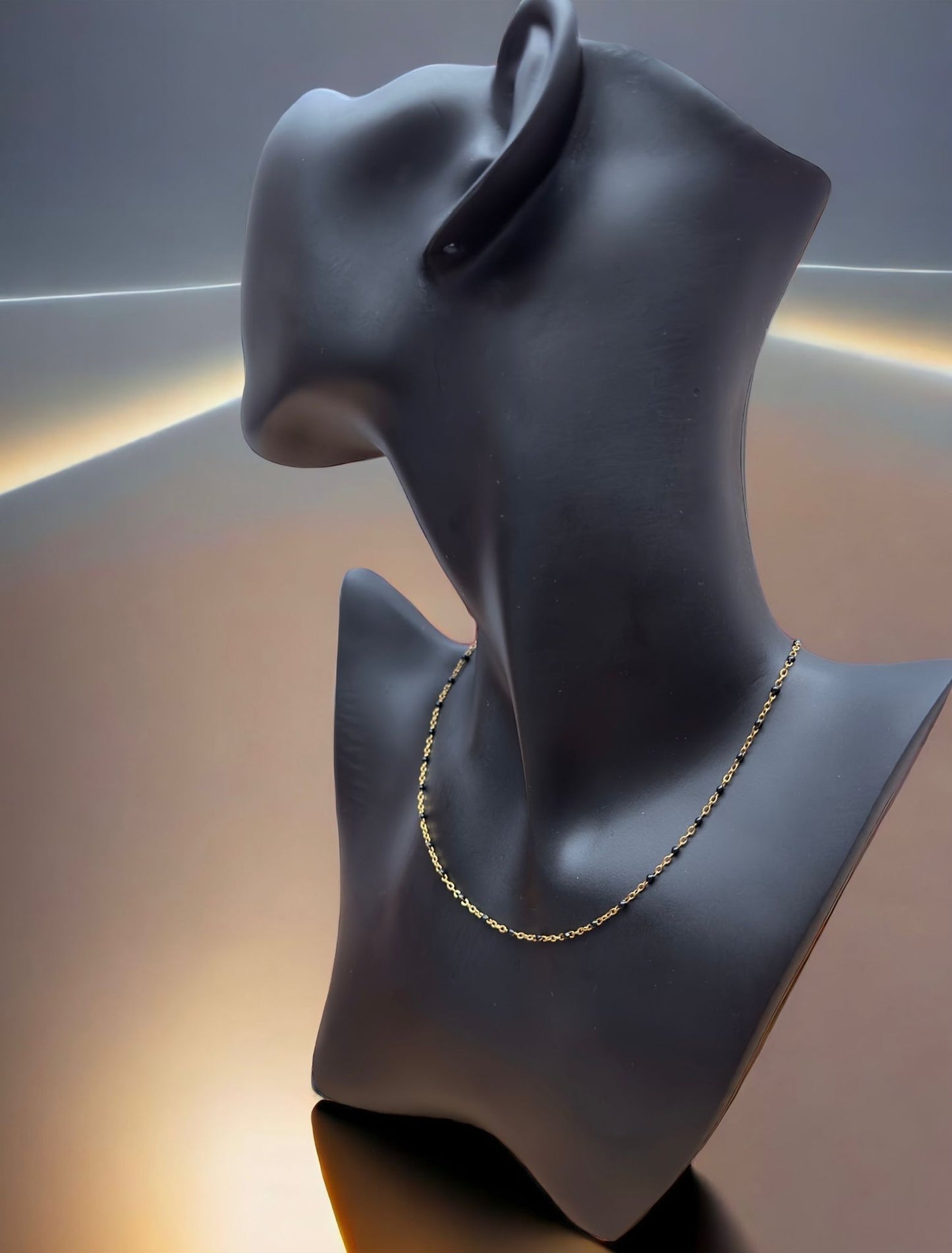 Gold Chain With Black Stones