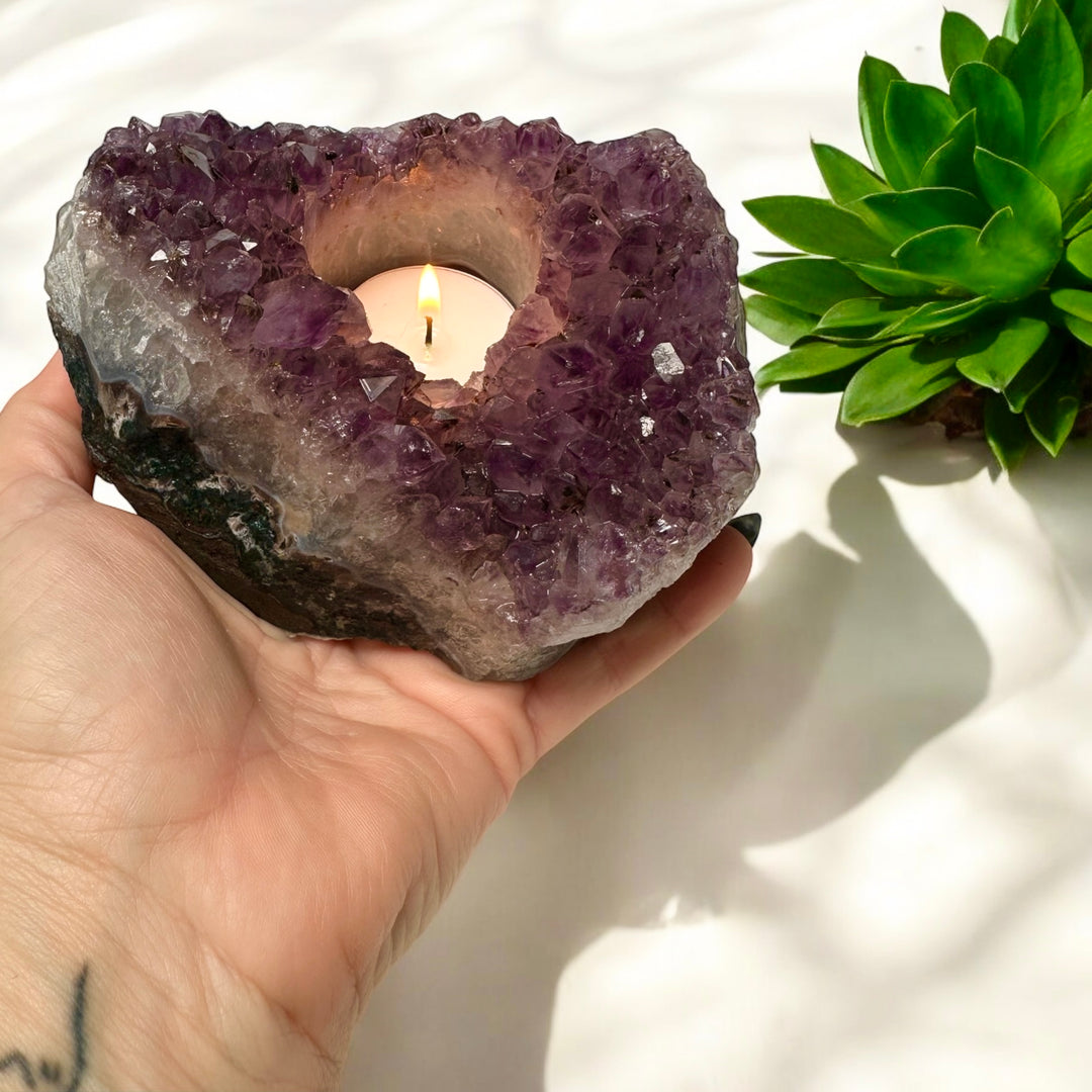 Amethyst Cluster Candle Holder"