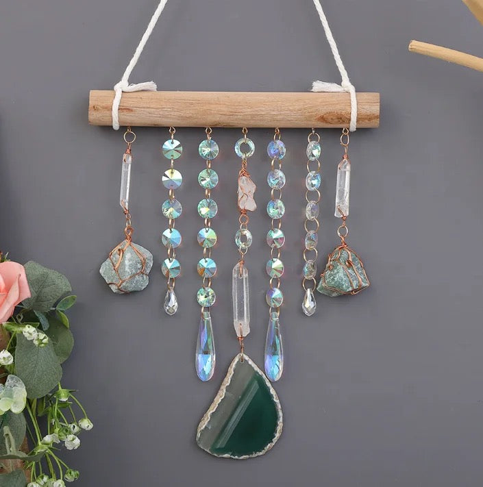 “Handcrafted Crystal and Agate Boho Suncatcher”