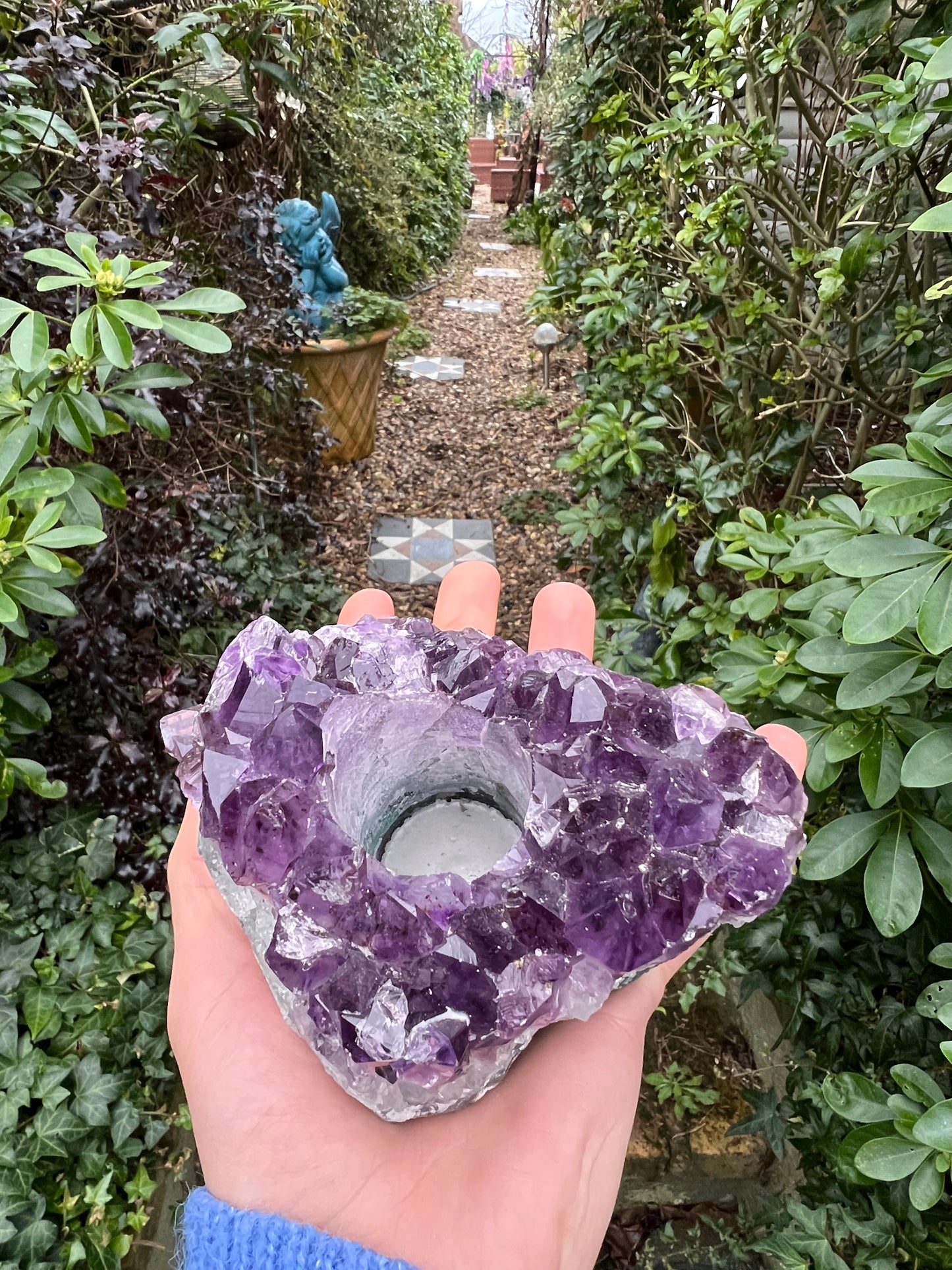 Amethyst Cluster Candle Holder"