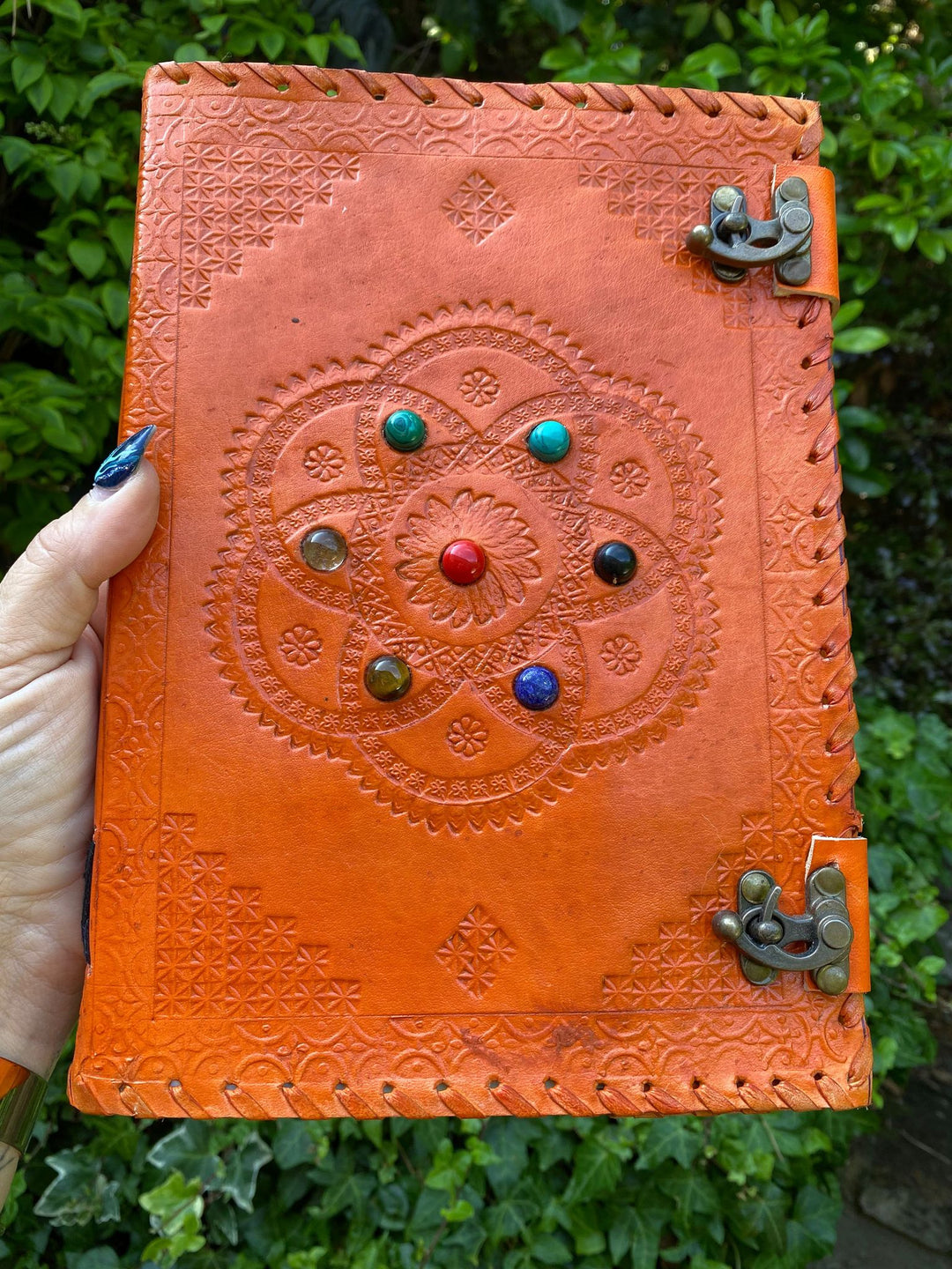 Orange Journal With Seven Chakra Crystals