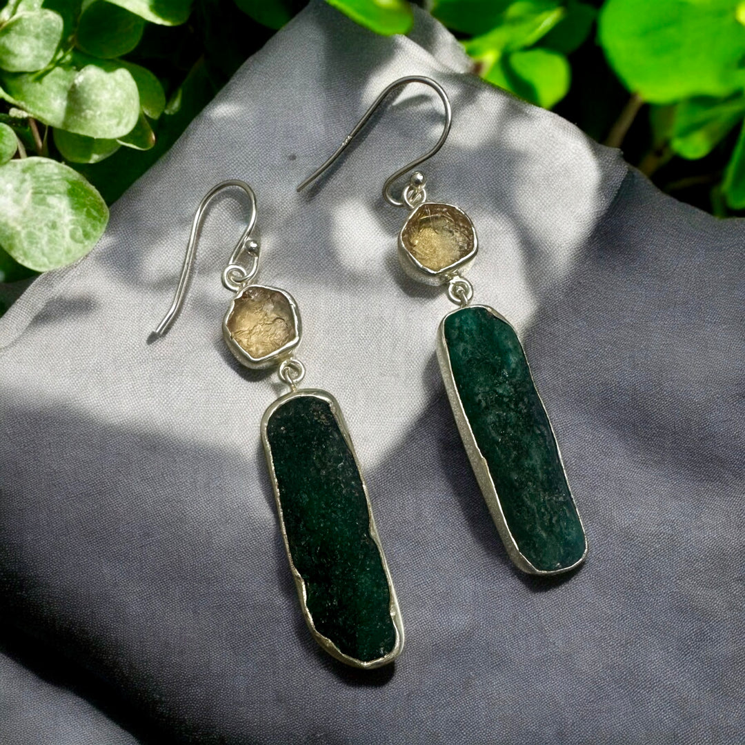 Ethnic Allure Citrine & Peridot Silver Earrings