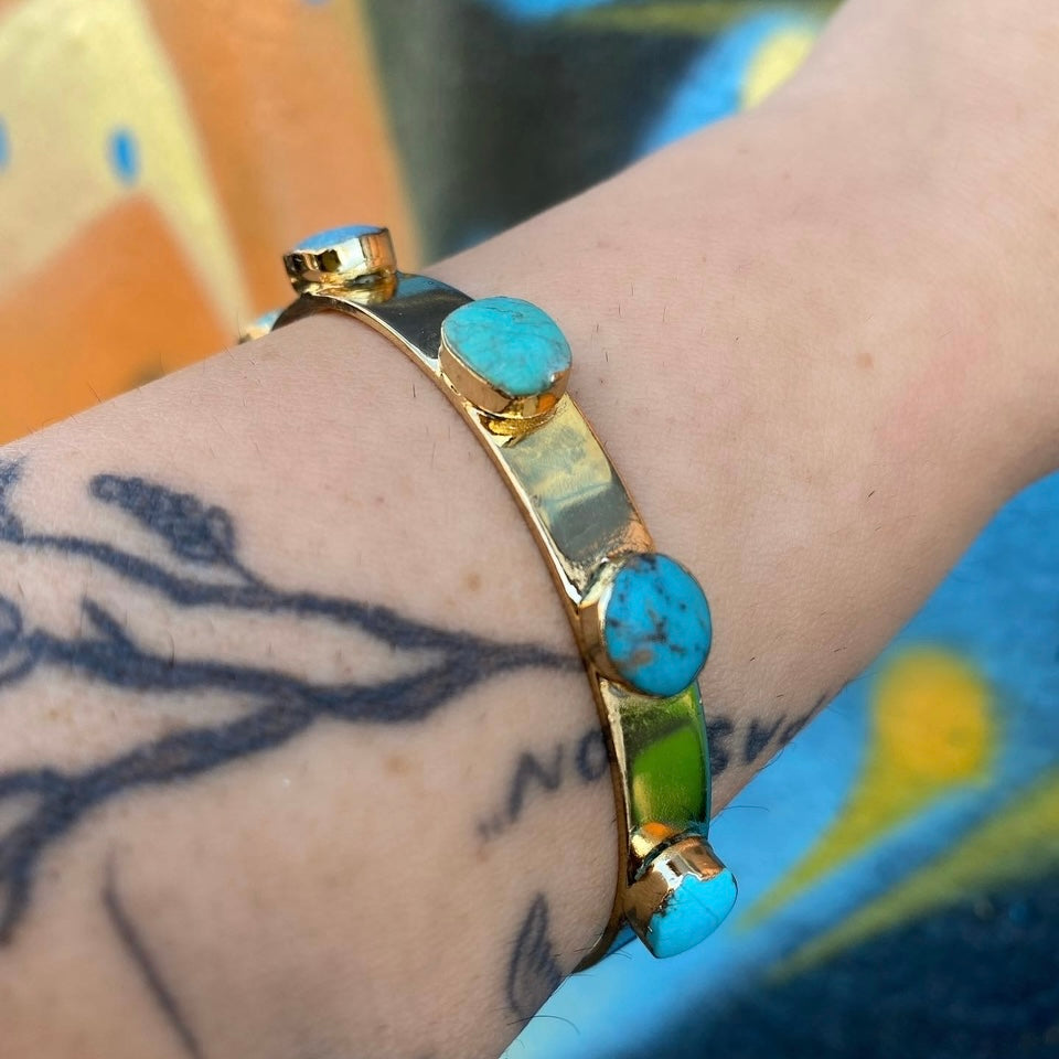 Turquoise 18k Gold Bangle