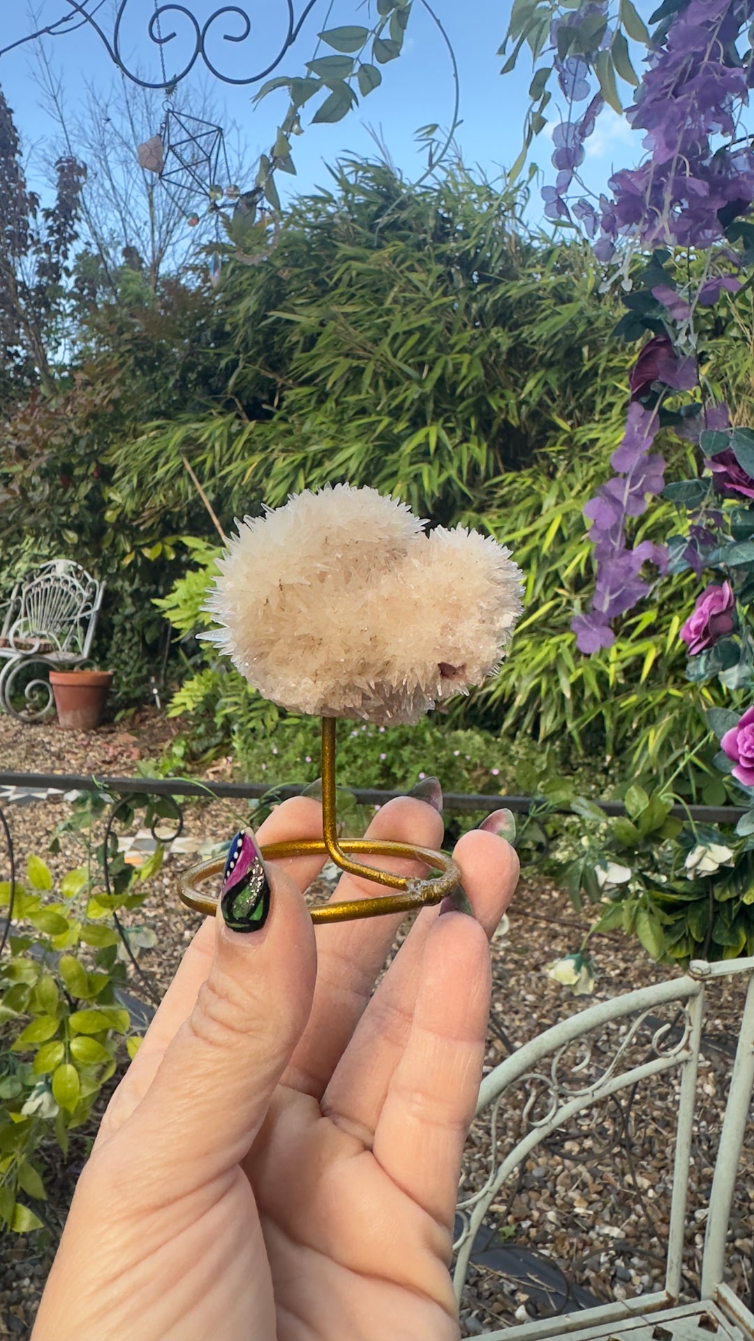 Clear Quartz Crystal Cluster on Stand