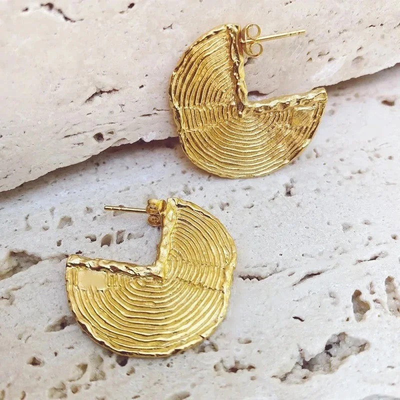 Touch Of Vintage Gold C-Shape Earrings