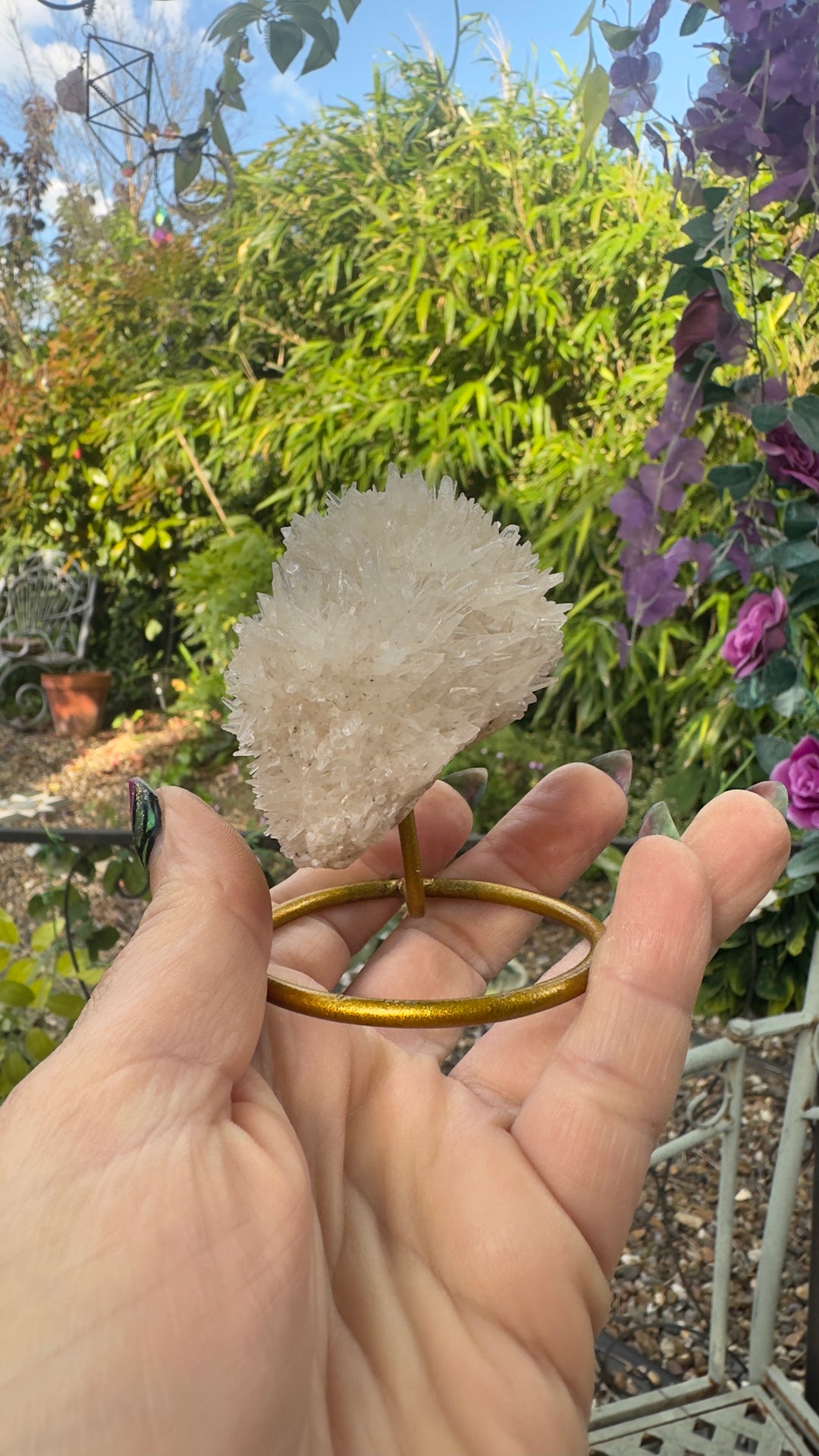 Clear Quartz Crystal Cluster on Stand