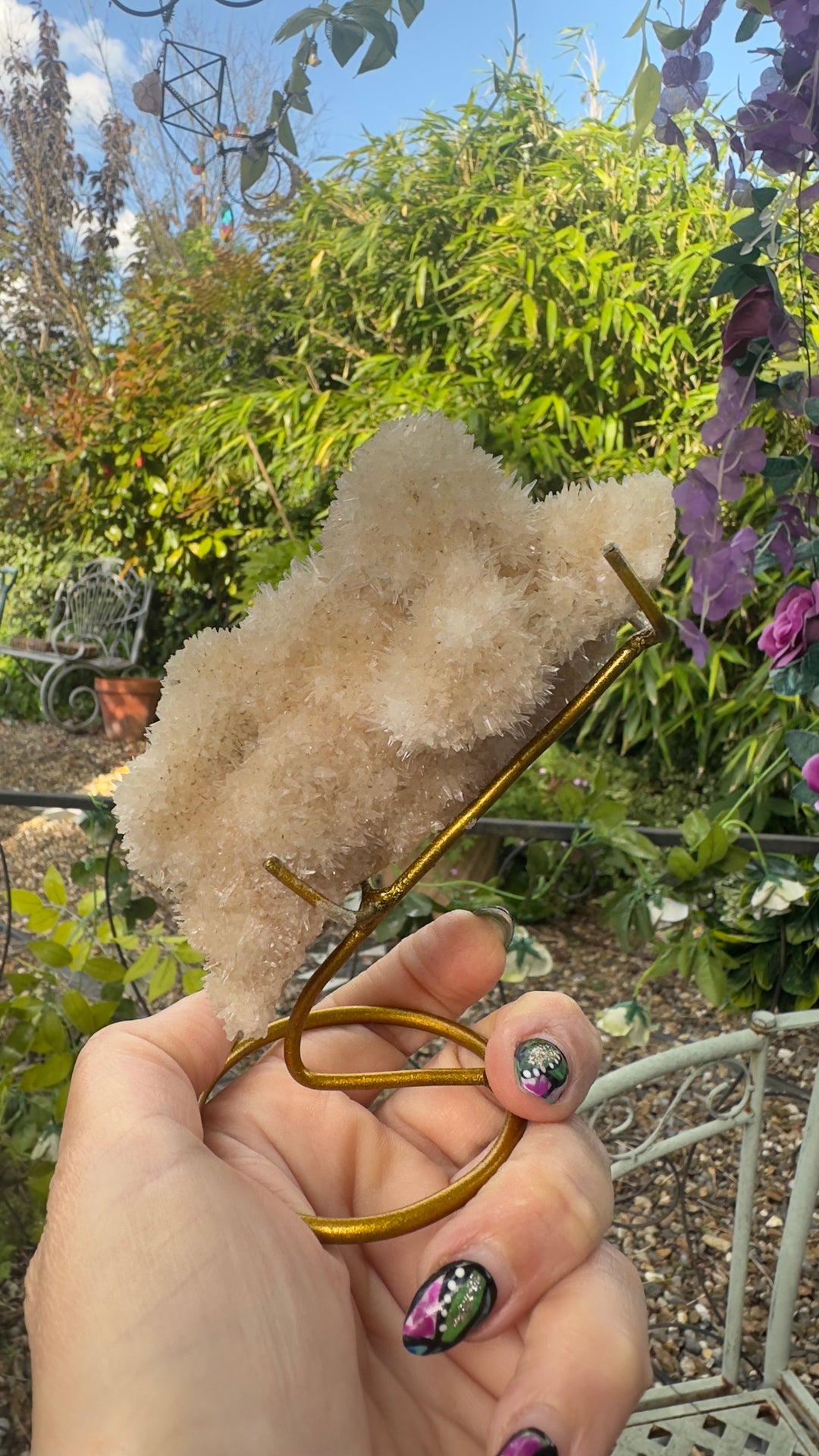 Dog shape Quartz Crystal Cluster on Stand