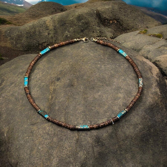 Turquoise & Coconut Shell Necklace & Bracelet Set
