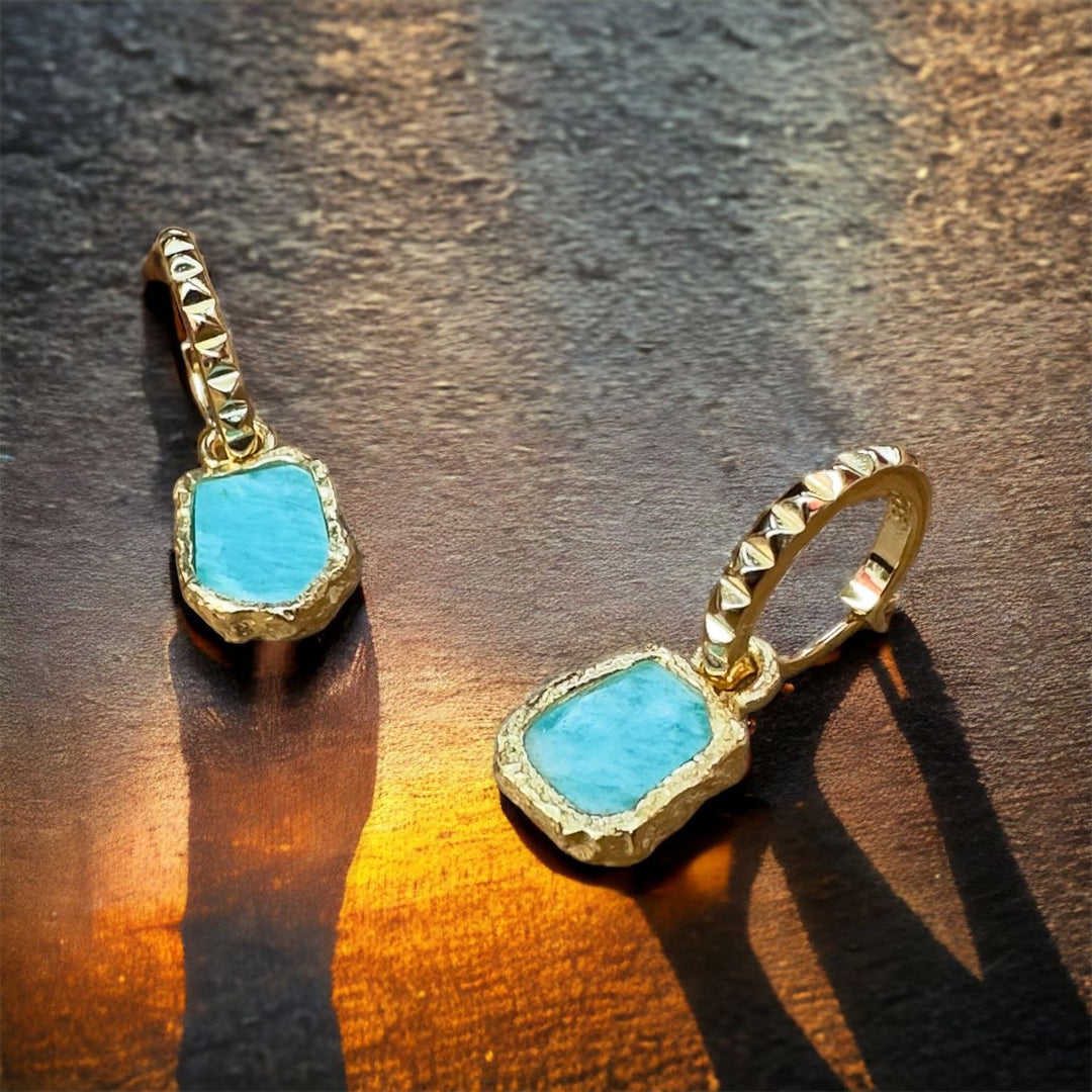 Zarif Amazonite Gold Earrings