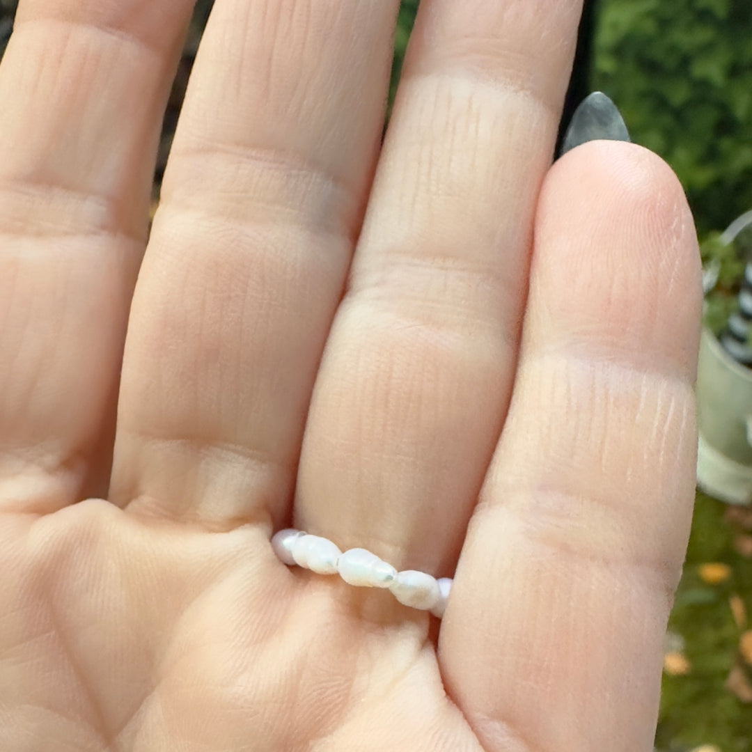 Freshwater Baroque Pearl and Rose Quartz Crystal Ring