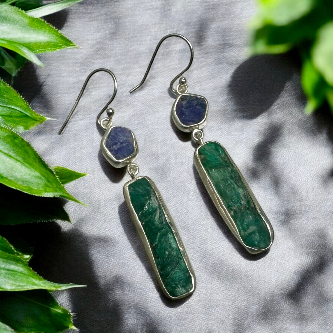 Ethnic Allure Kyanite & Peridot Silver Earrings