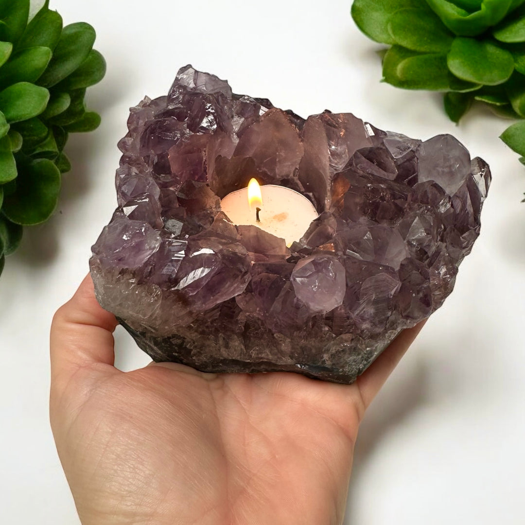 Amethyst Cluster Candle Holder"