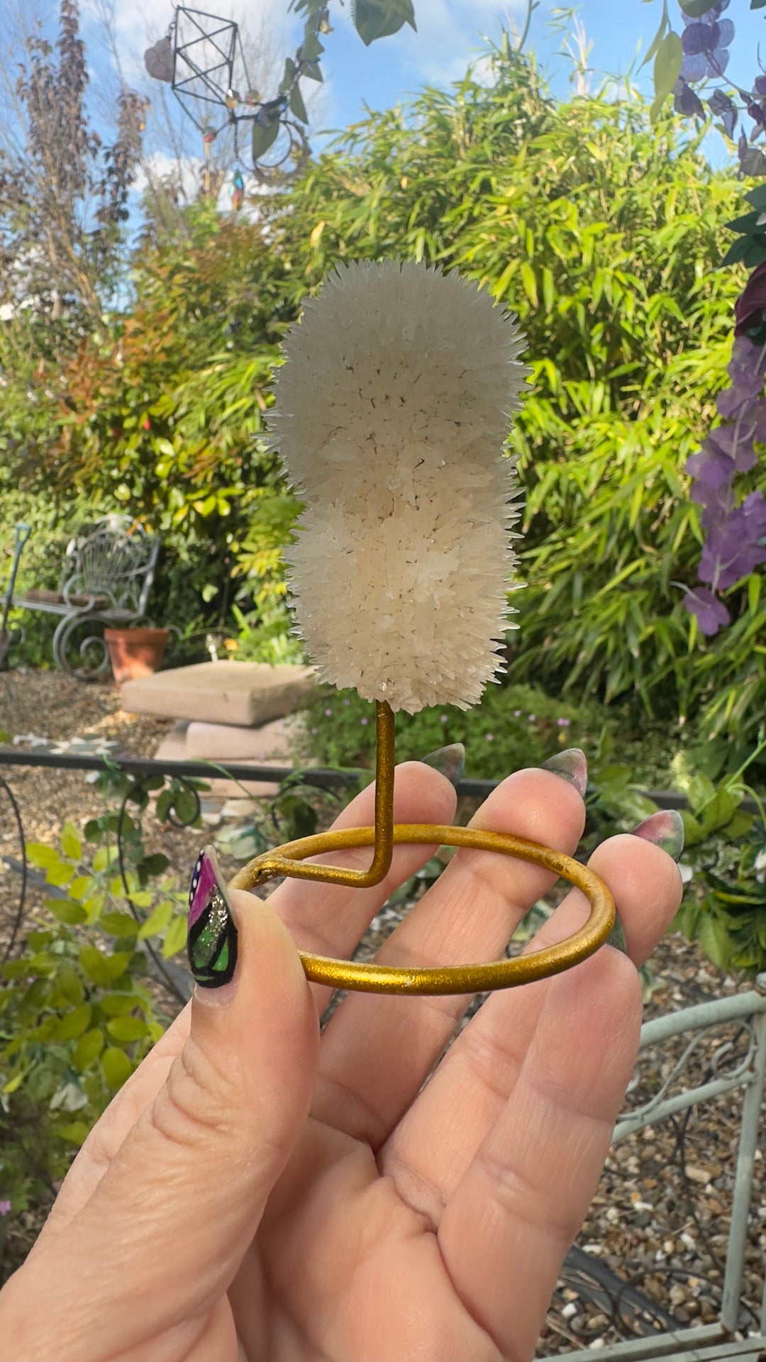 White Quartz Crystal Cluster on Stand