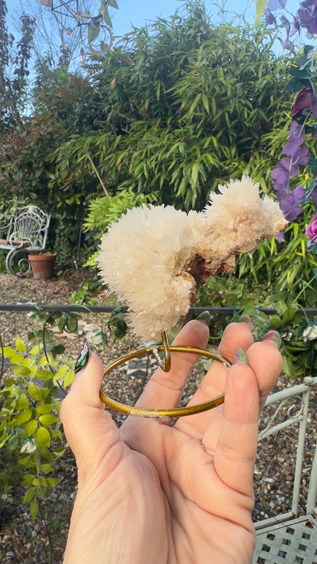 Clear Quartz Crystal Cluster on Stand