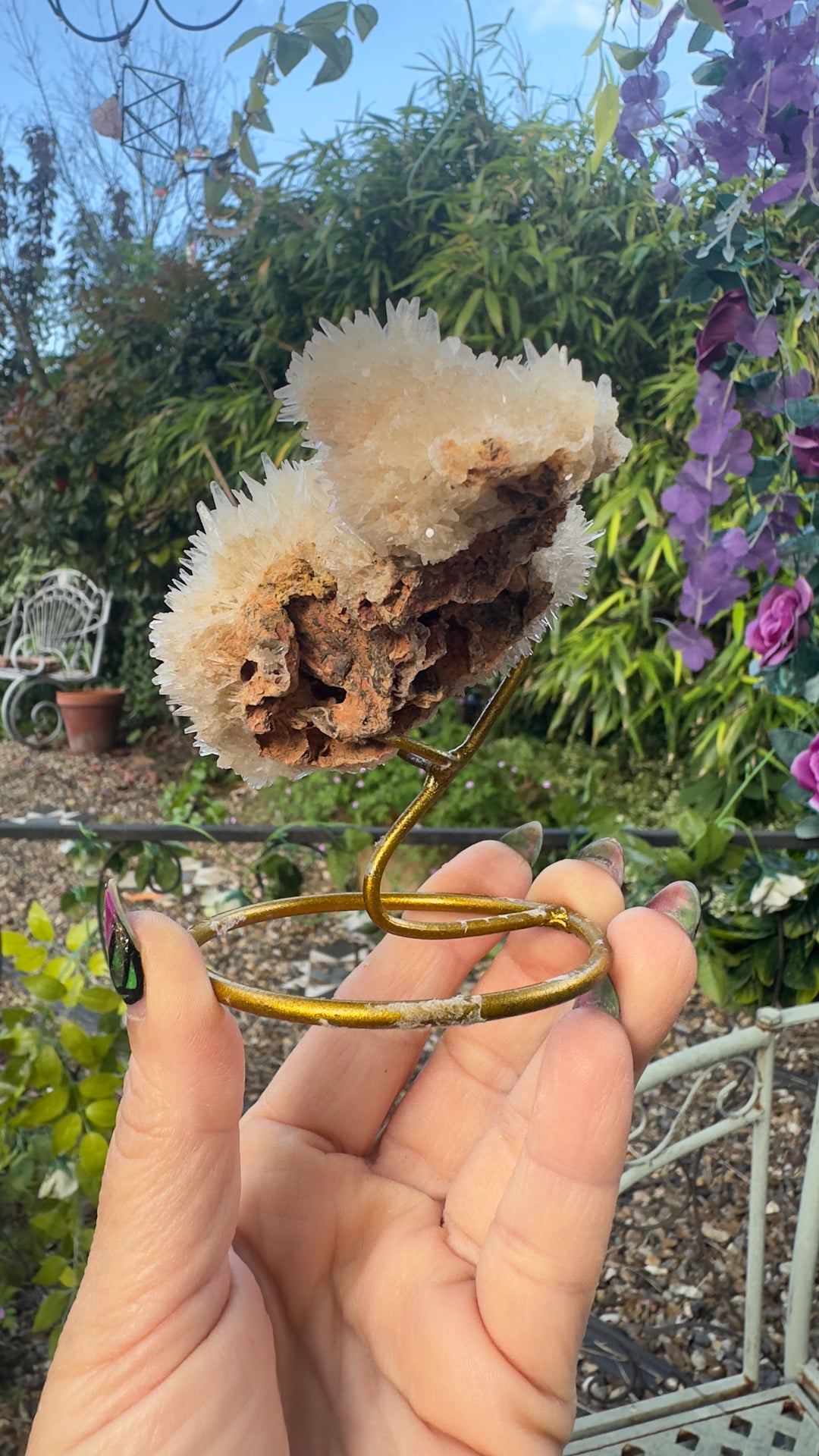 Clear Quartz Crystal Cluster on Stand