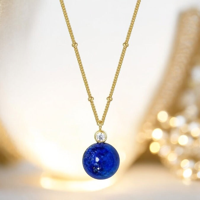 Lapis Lazuli Sphere Pendant 
Necklace