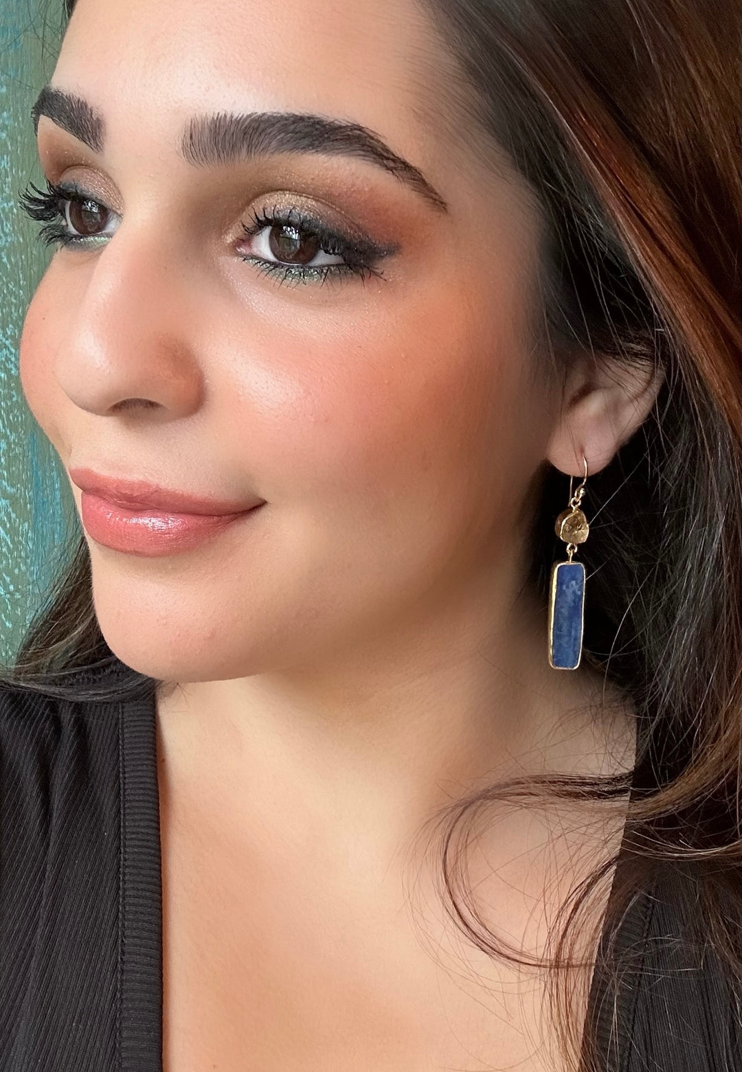 Ethnic Allure citrine & Kyanite Gold Earrings