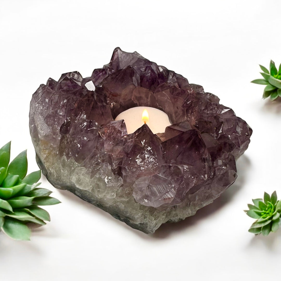 Amethyst Cluster Candle Holder"