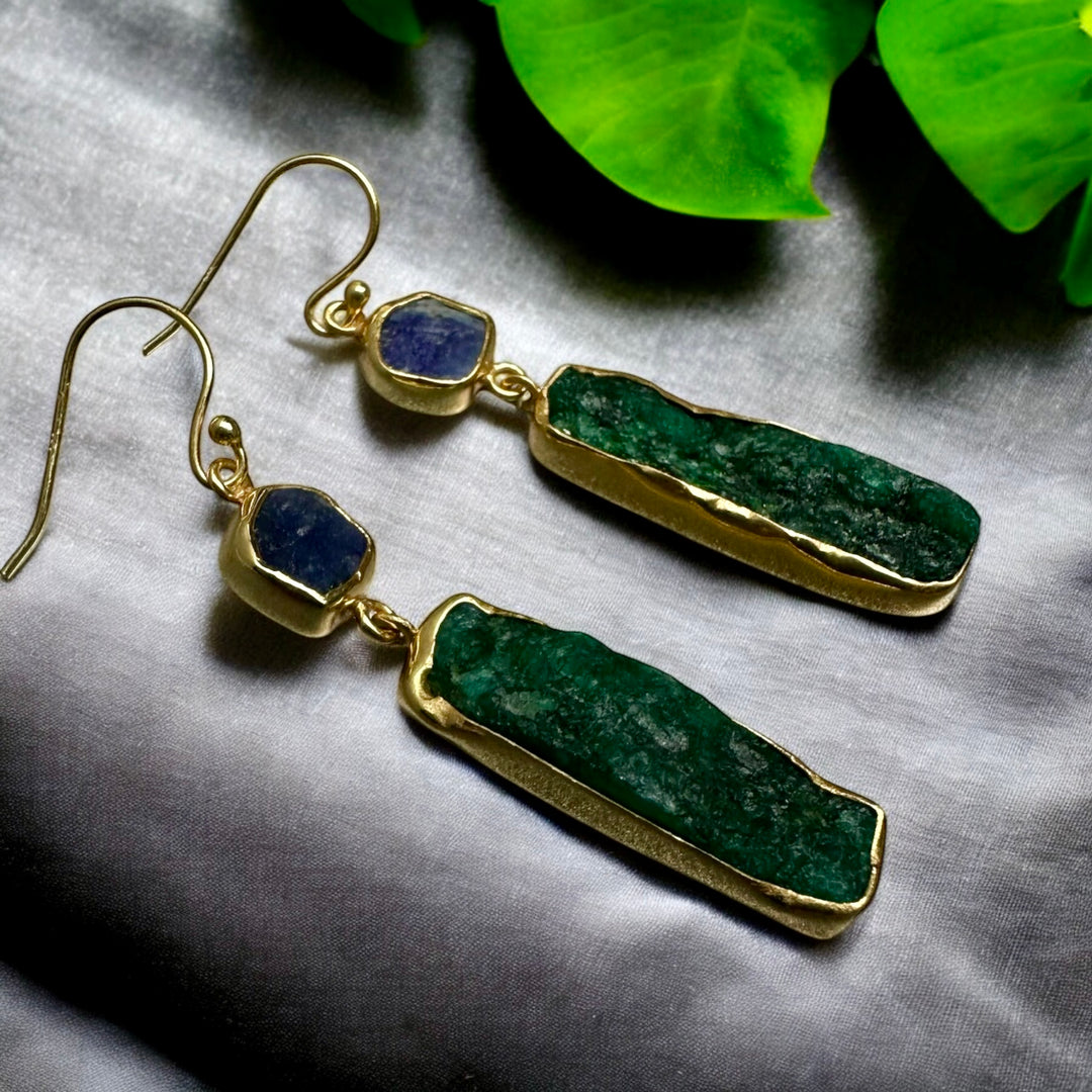 Ethnic Allure Kyanite & Peridot Gold Earrings