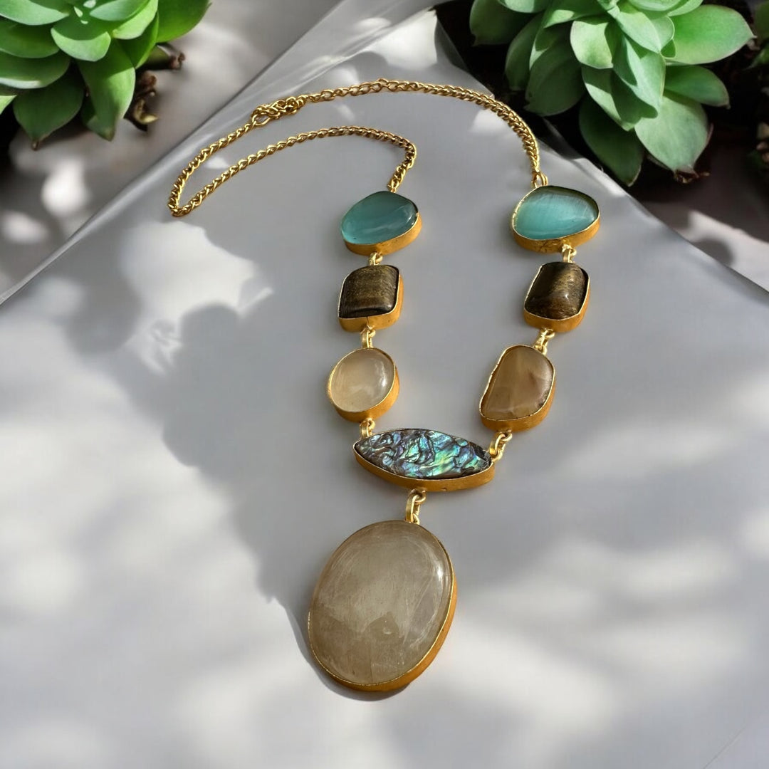 Ethnic Allure Natural Stone Necklace