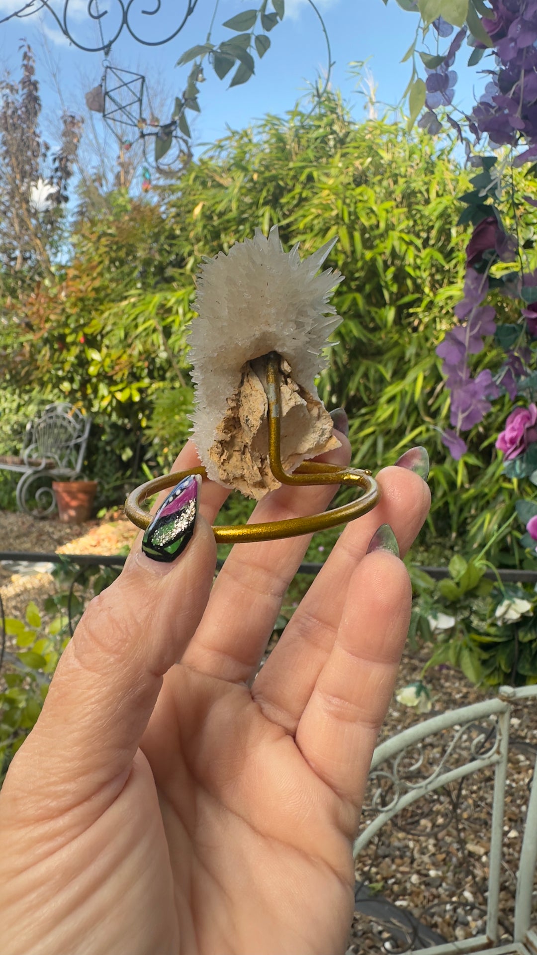 Clear Quartz Crystal Cluster on Stand