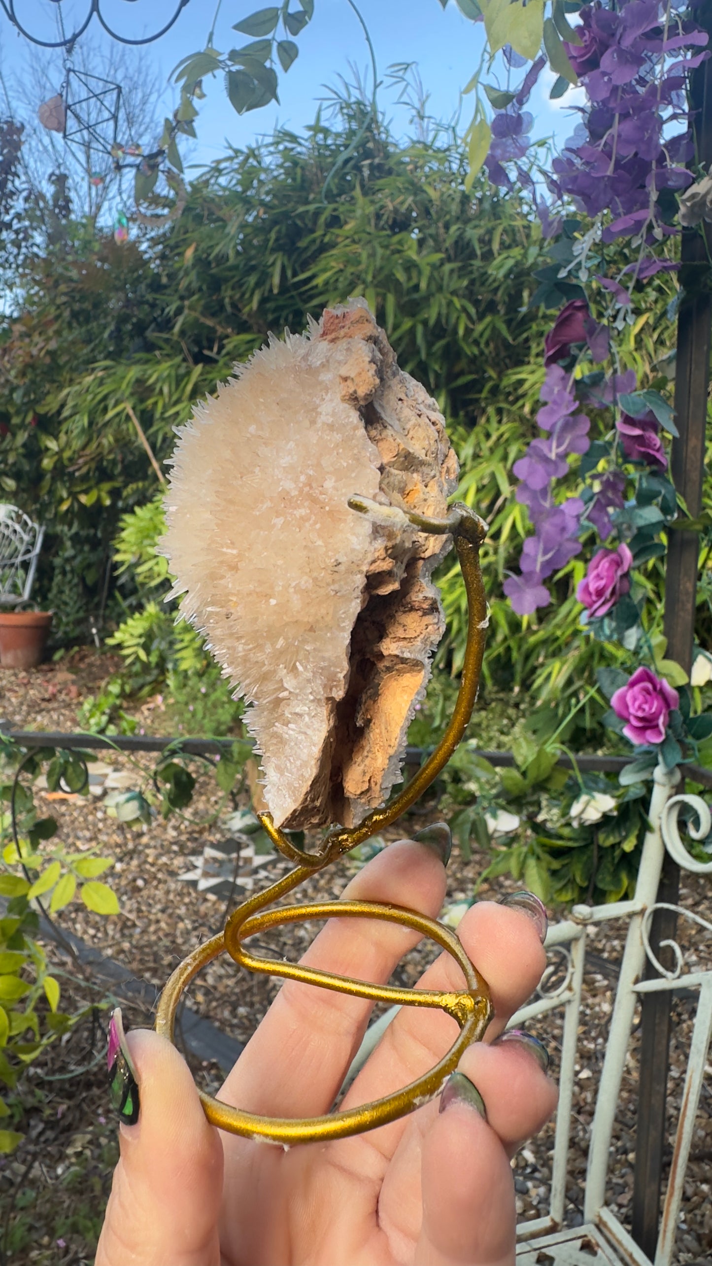 Clear Quartz Crystal Cluster on Stand