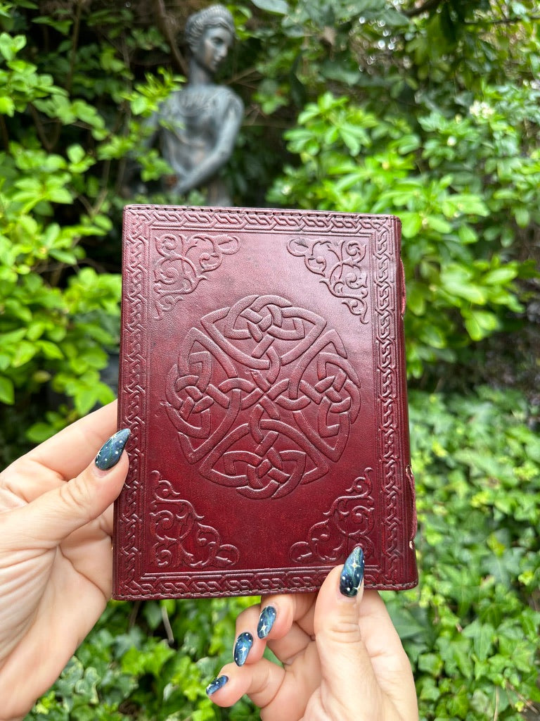 Red Leather Journal With Lapis Lazuli Stone