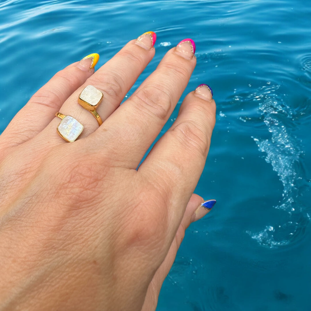 Infinity Rainbow Moonstone Wrap Ring