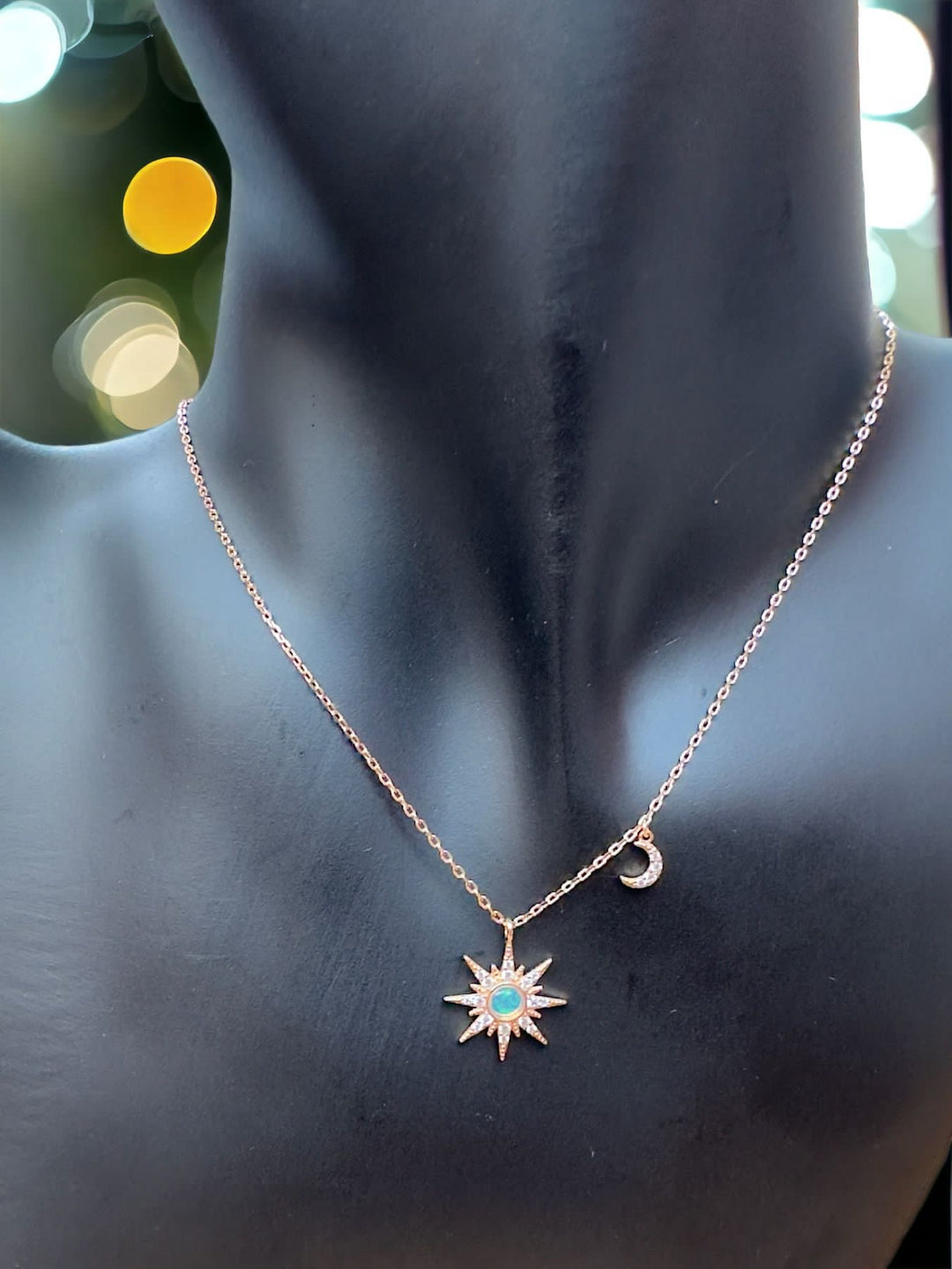 When The Sun Meets The Moon Opal Pendant Necklace