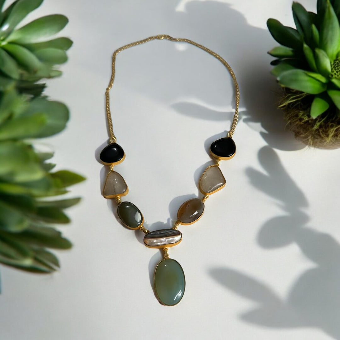 Ethnic Allure Natural Stone Necklace