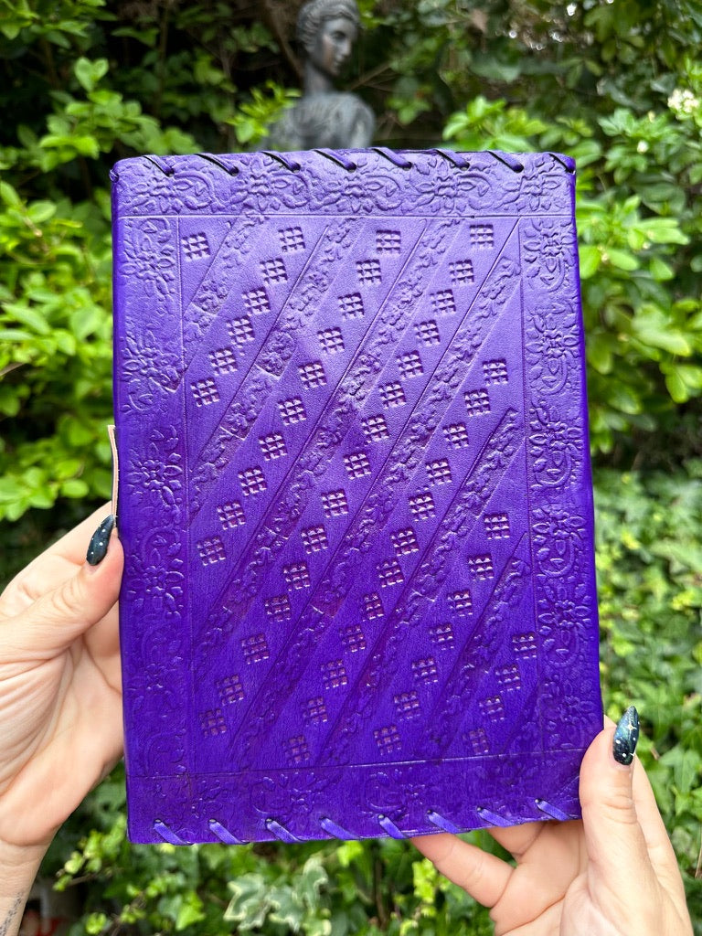 Purple Leather Journal With Rose Quartz Stone