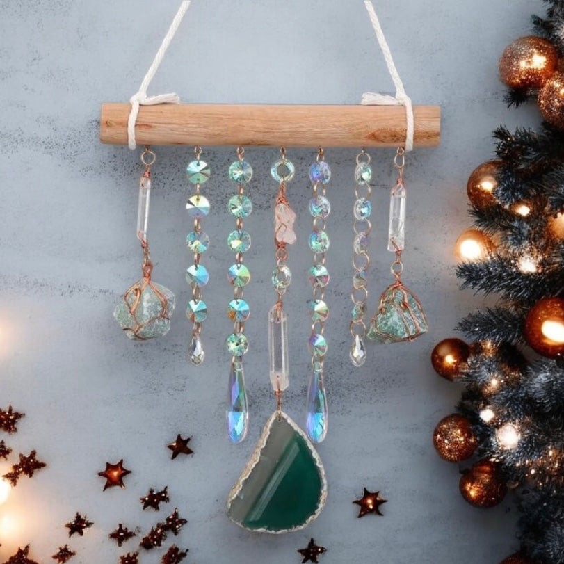 “Handcrafted Crystal and Agate Boho Suncatcher”