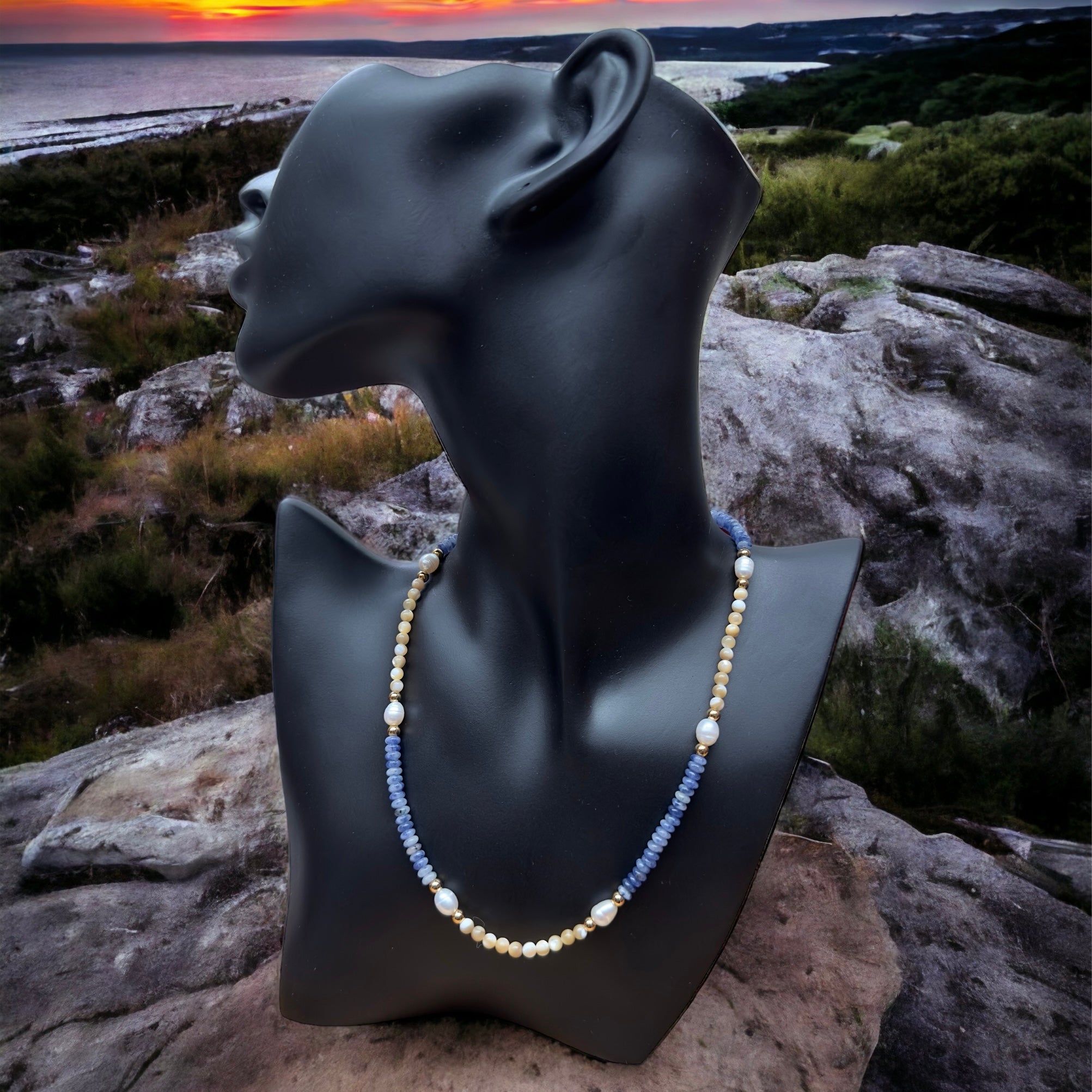 Blue pearl clearance necklace