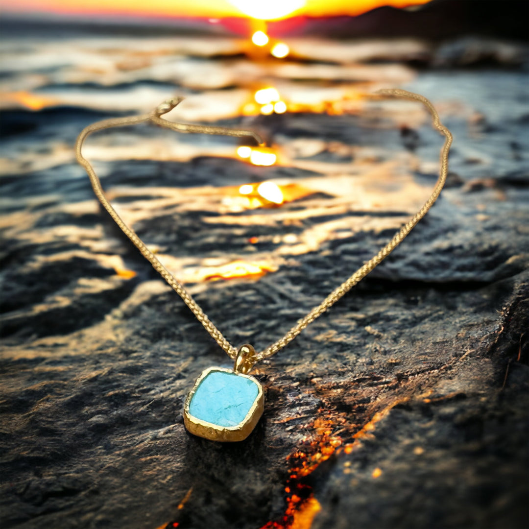 Zarif Amazonite Gold Pendant