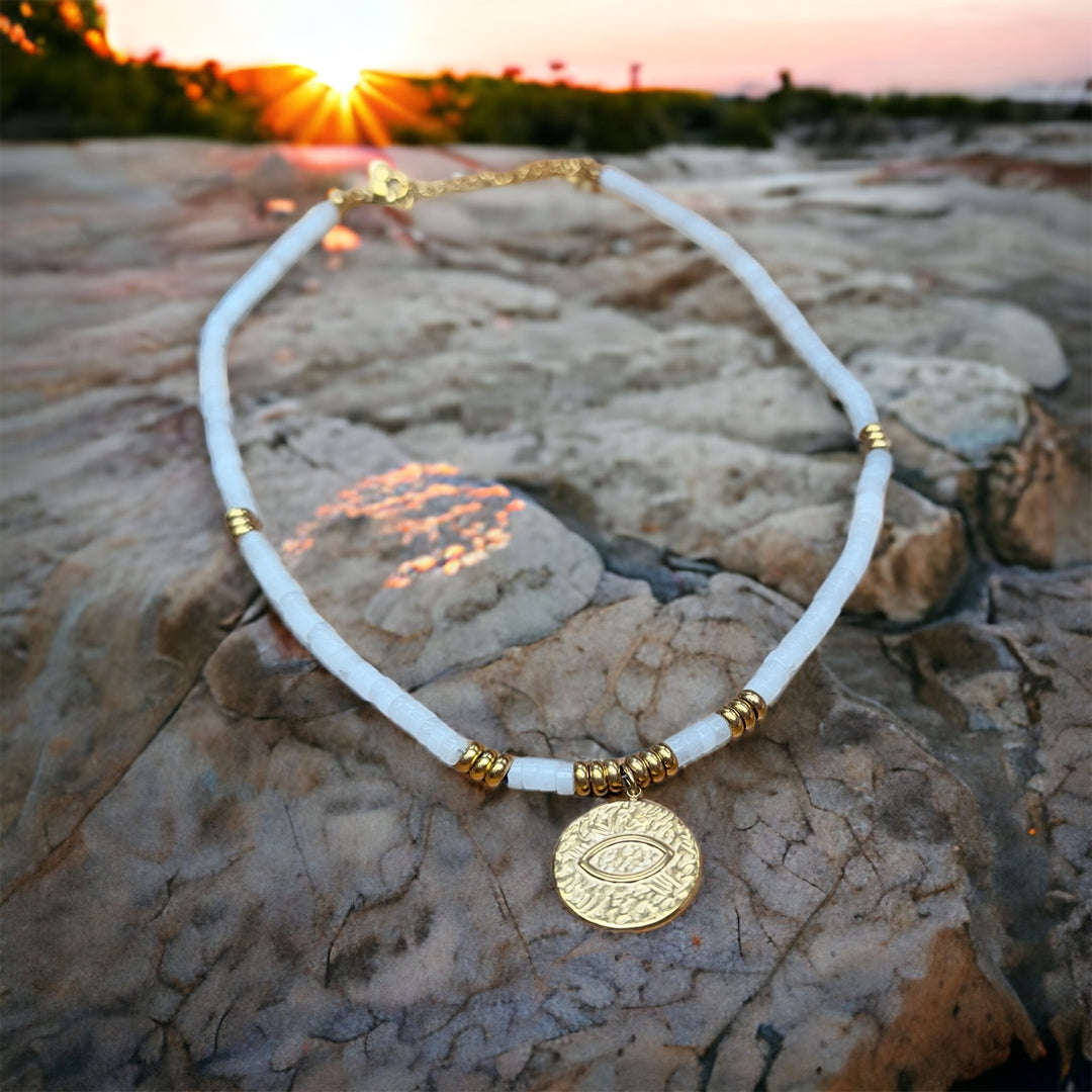 Eye Of Horus White Onyx Necklace