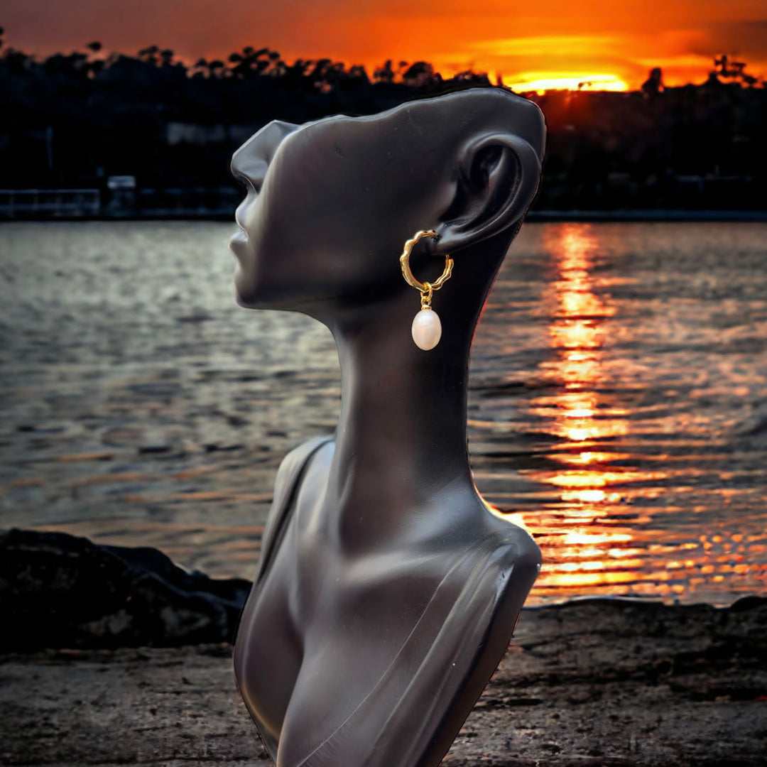 Fresh Water Pearl  Hoop Earrings