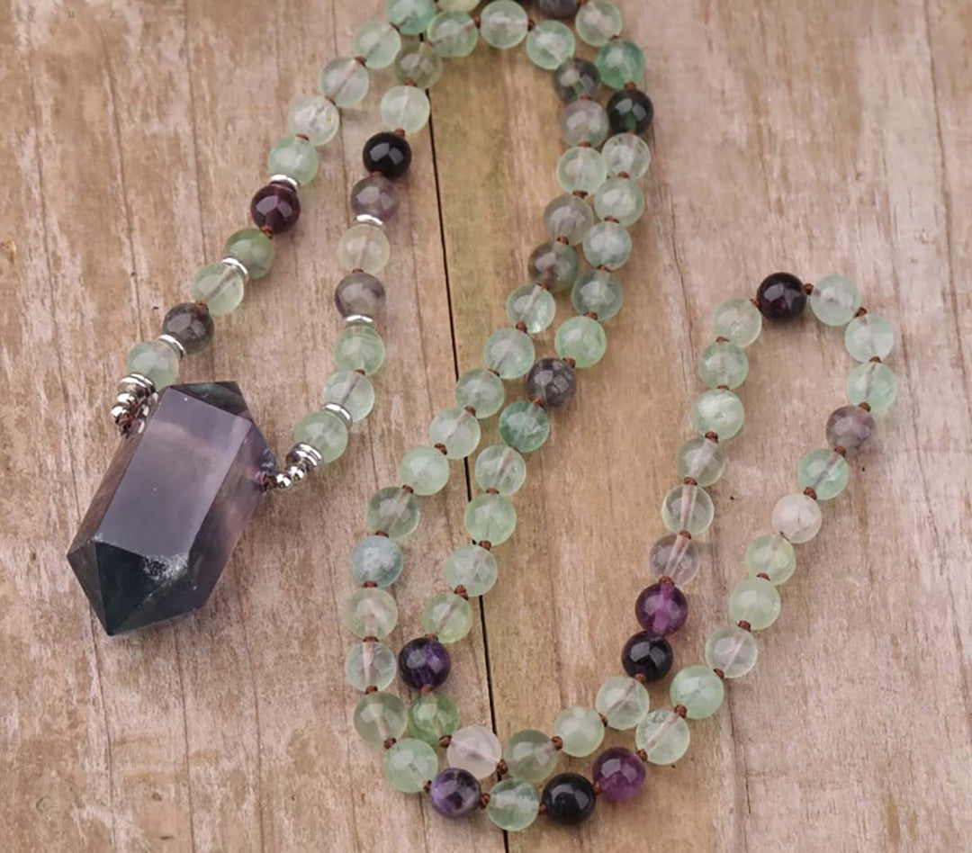 Fluorite Pointed Mala Necklace