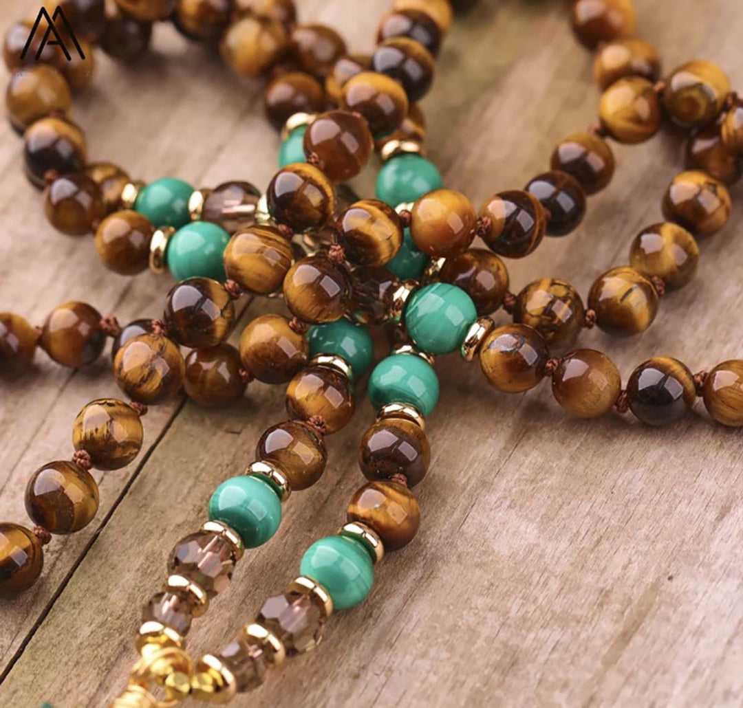 Natural velvet Malachite Mala necklace