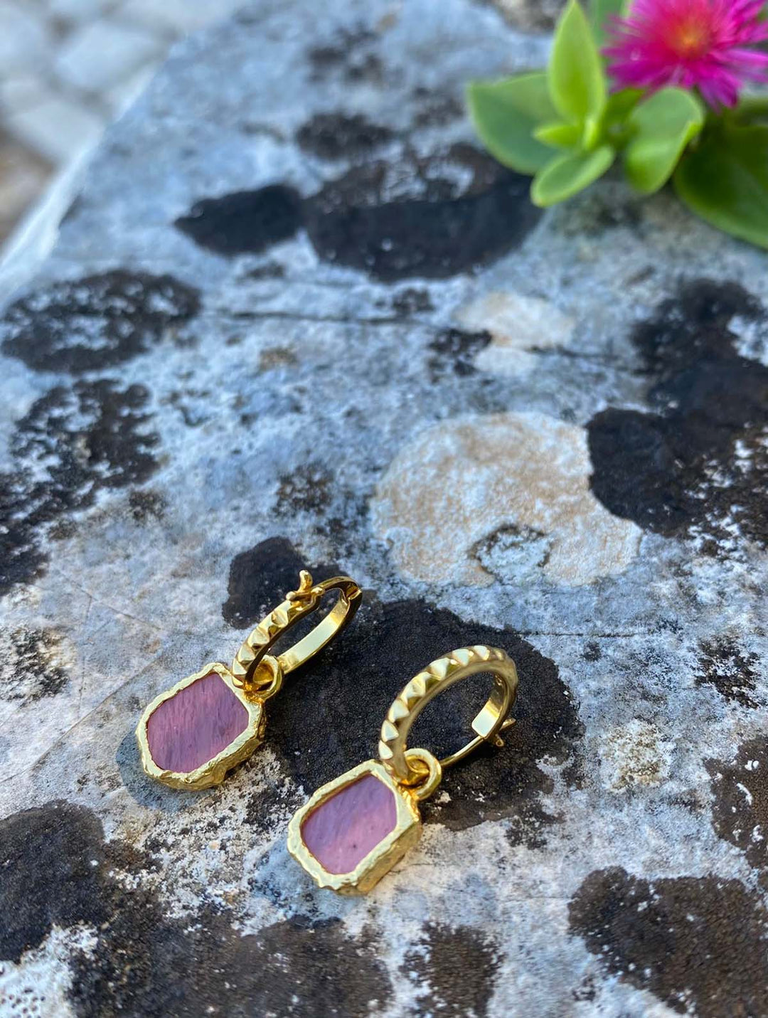 Zarif Collection Rhodochrosite 18k Gold Earings