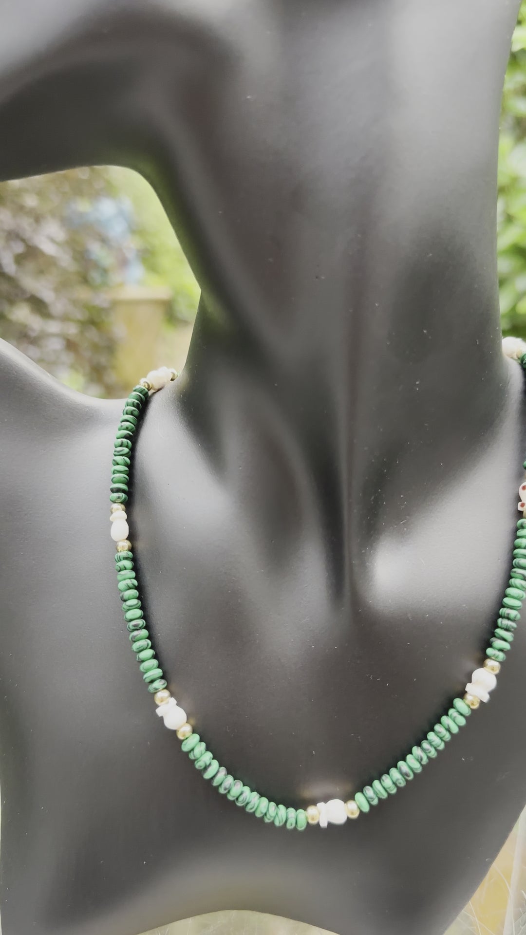 Green Stone And Shell Necklace